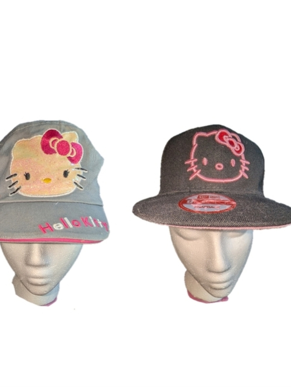 Hello Kitty Hats (2), Black and Grey with pink accents - one youth, one one-size